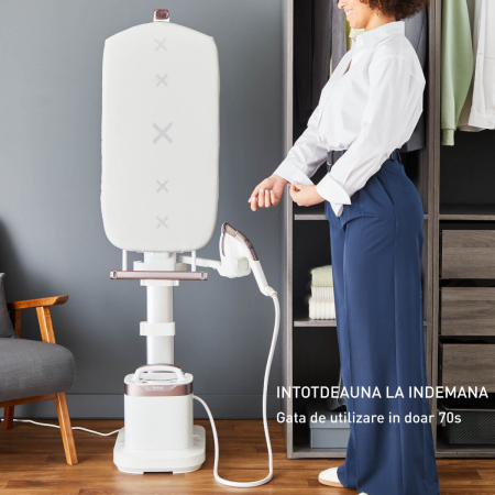 Aparat de calcat vertical cu abur Tefal Ixeo Vision QT1811E0, 2200 W, jet de abur 200 g/min, abur variabil 80 g/min, 1,4 L, masa de calcat integrat [7]