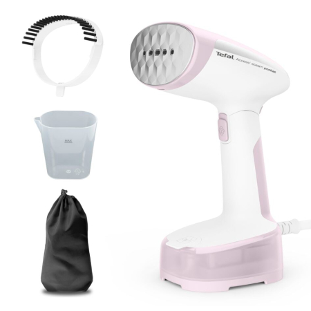 Bucatarie - Aparat de calcat vertical pliabil Tefal ACCESS STEAM POCKET DT3050E1, 1300W, abur variabil 20 g/min, oprire automata, husa pentru transport, alb & r