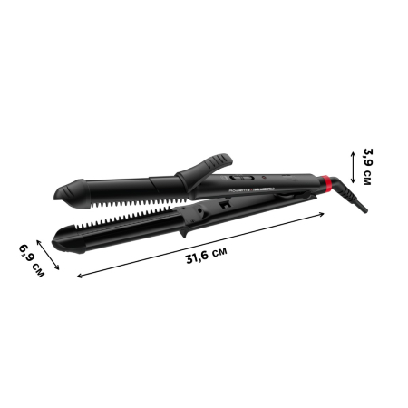 Aparat de coafat multifunctional 3 in 1 Rowenta x Karl Lagerfeld Fashion Stylist CF451LF0, 66 W, temperatura reglabila 170-200 °C, varf rece, generator de ioni, negru & rosu [1]