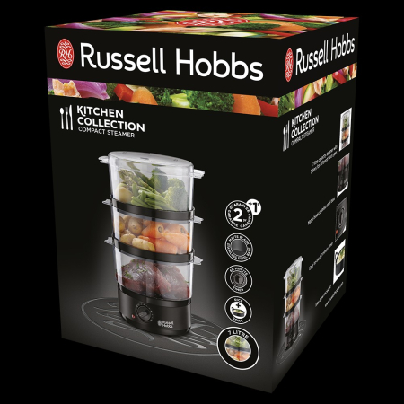 Aparat de gatit cu aburi Russell Hobbs Kitchen Collection, 7L, 3 niveluri, rezervor 500ml, cronometru 60 min, negru [4]