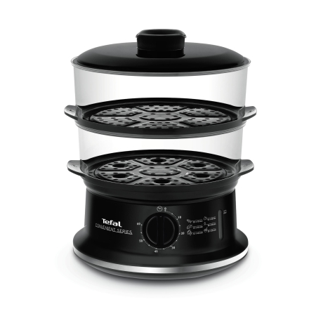 Bucatarie - Aparat de gatit cu aburi Tefal Convenient Series VC140131, 2 vase, cronometru mecanic, 2 accesorii, 6 L, plastic, negru