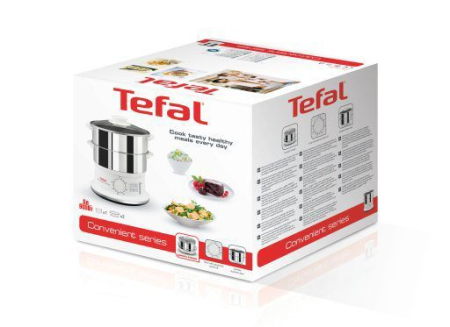 Aparat de gatit cu aburi Tefal Convenient Series VC145130, 2 vase, cronometru mecanic, 2 accesorii, 6 L, inox, alb [7]