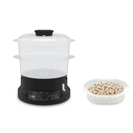 Aparat de gatit cu aburi Tefal MiniCompact VC139810, 800W, capacitate 6L, preparare 2 retete simultan, 2 compartimente, timer 60 minute, indicator niv [3]