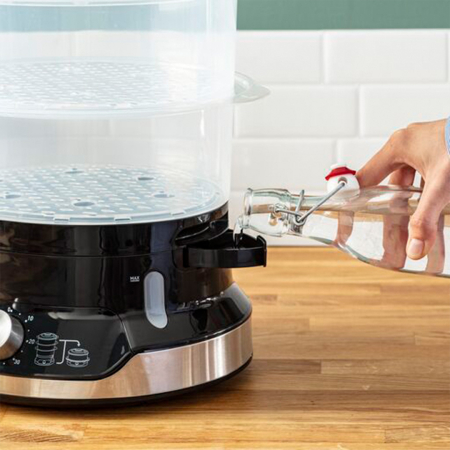 Aparat de gatit cu aburi Tefal Ultracompact Steam Cooker VC204810, 3 vase, cronometru manual, 1 accesoriu, 9 L, negru [3]