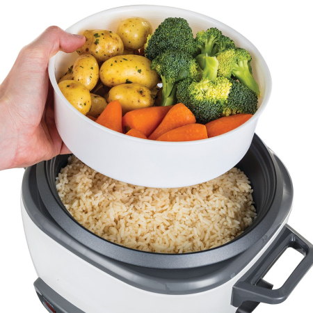 Aparat de gatit orez Russell Hobbs, capacitate mare, vas antiaderent, functie mentinere cald, indicator luminos, alb [1]