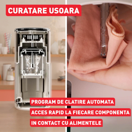 Aparat de inghetata Tefal Dolci IG602AE0, 3 recipiente din tritan de 460 ml, 10 programe, Tehnologia unica 1-Step Perfector, crem & negru [6]