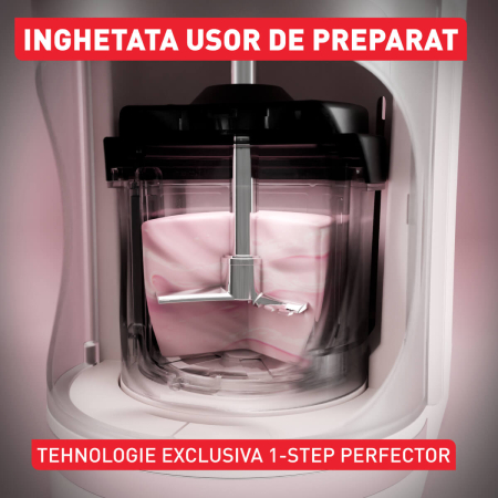 Aparat de inghetata Tefal Dolci IG602AE0, 3 recipiente din tritan de 460 ml, 10 programe, Tehnologia unica 1-Step Perfector, crem & negru [4]
