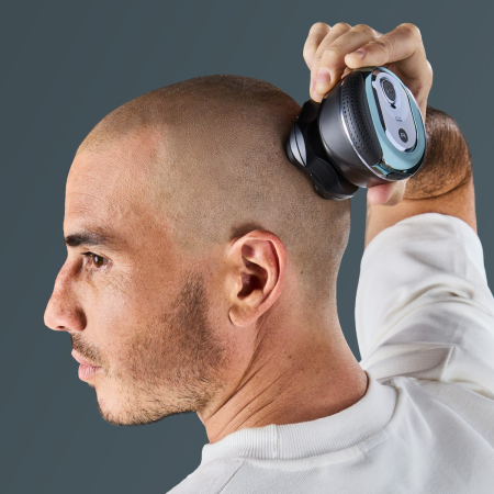 Aparat de ras pentru cap Rowenta Head Shaver TN3110E0, invelis din titan, pana la 80 min autonomie, precizie de 0.1 mm, 7300 rpm, tehnologie Wet & Dry, husa inclusa, negru & albastru [6]