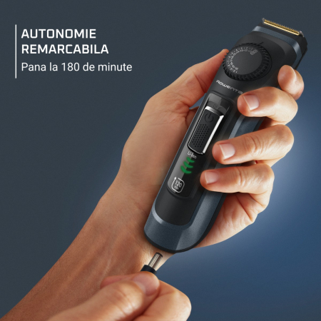 Aparat de tuns barba Rowenta Virtuo TN3804E0, autonomie 180 minute, lame cu invelis de titan, lame din inox, 6500 rpm, negru & albastru [3]