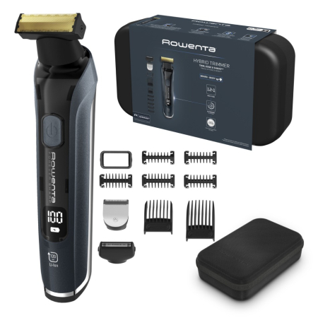 Aparat de tuns, conturat si barbierit Rowenta Forever Sharp Ultimate TN6204E0, lame din inox, invelis din titan, 8000 rpm, autonomie de pana la 120 minute, negru & albastru [1]