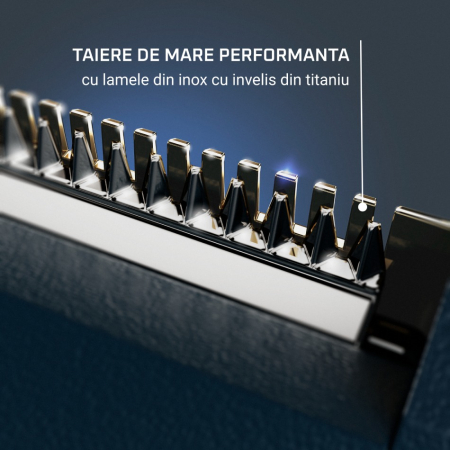 Aparat de tuns, conturat si barbierit Rowenta Forever Sharp Ultimate TN6204E0, lame din inox, invelis din titan, 8000 rpm, autonomie de pana la 120 minute, negru & albastru [7]