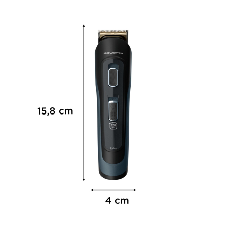 Aparat de tuns multifunctional Rowenta Selectium 17 in 1 TN9464E0, 2 trepte de viteza, tehnologie Wet & Dry, lame din inox, sistem de monitorizare a nivelului bateriei, negru & albastru [2]