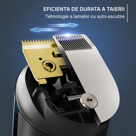 Aparat de tuns multifunctional Rowenta Selectium 17 in 1 TN9464E0, 2 trepte de viteza, tehnologie Wet & Dry, lame din inox, sistem de monitorizare a nivelului bateriei, negru & albastru [7]