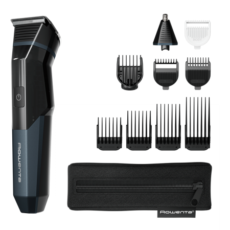Baie - Aparat de tuns multifunctional Rowenta X Series 700 11 in 1 TN9610E0, 7500 RPM, autonomie 270 minute, lame din inox, 7 piepteni, tehnologie Wet & Dry, incarcare rapida, geanta pentru depozitare, negru