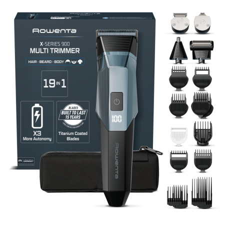 Aparat de tuns multifunctional Rowenta X Series 900 19 in 1 TN9730E0, autonomie 360 minute, 8000 RPM, 7 piepteni, tehnologie Wet & Dry, incarcare rapida, lame din inox, geanta pentru depozitare, negru [17]