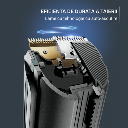 Aparat de tuns parul si barba Rowenta Advancer TN5224E0, autonomie 120 min, 2 piepteni reglabili, pana la 29 de lungimi, 0.5 - 30 mm, setare precizie 1 mm, indicator baterie LED, husa inclusa, negru [4]