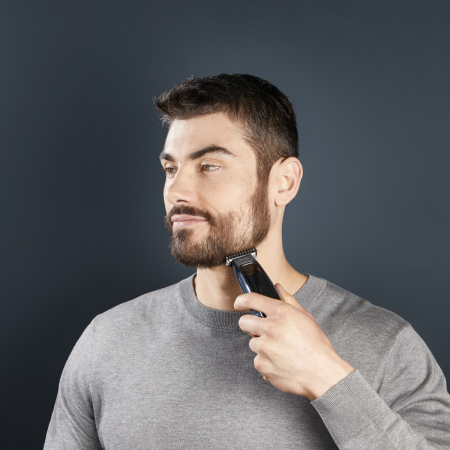 Aparat de tuns pentru contur si detalii Rowenta Barber Experience TN1851E0, lame inox, 6500 rpm, autonomie 90 minute, 0.5 - 5 mm,incarcare rapida, negru & gri [10]