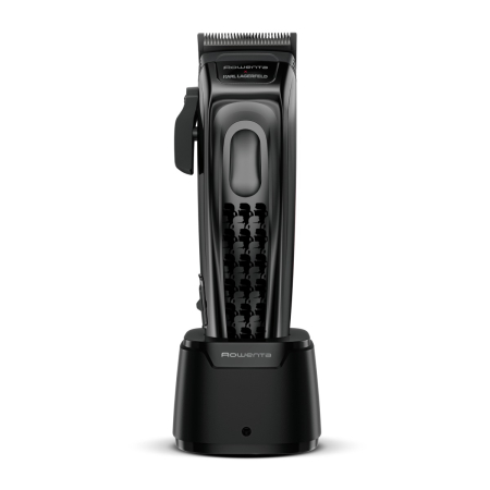 Aparat de tuns Rowenta x Karl Lagerfeld Barber Experience TN155LE0, 6500 rpm, autonomie 150 min, 6 piepteni ficsi, 6 piepteni fade, lame inox, indicator LED, baza de incarcare, negru & gri [1]