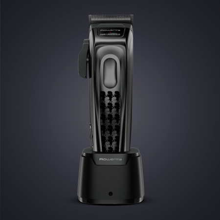 Aparat de tuns Rowenta x Karl Lagerfeld Barber Experience TN155LE0, 6500 rpm, autonomie 150 min, 6 piepteni ficsi, 6 piepteni fade, lame inox, indicator LED, baza de incarcare, negru & gri [14]