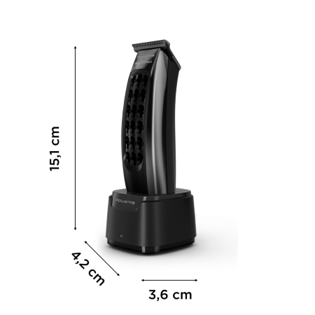 Aparat de tuns Rowenta x Karl Lagerfeld Barber Experience TN185LE0, 6500 rpm, autonomie 90 min, 5 piepteni ficsi, lame inox, baza de incarcare, indicator LED, negru & gri [3]