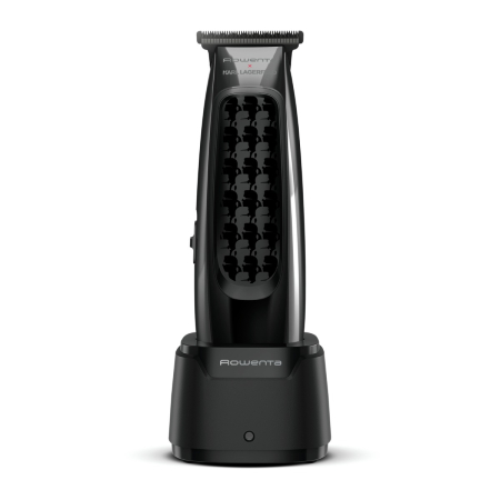 Aparat de tuns Rowenta x Karl Lagerfeld Barber Experience TN185LE0, 6500 rpm, autonomie 90 min, 5 piepteni ficsi, lame inox, baza de incarcare, indicator LED, negru & gri [1]