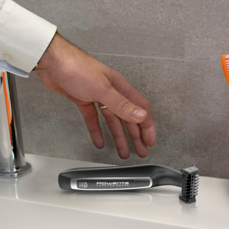 Aparat hibrid de tuns, conturat si barbierit Rowenta Forever Sharp TN6000F5, wet&dry, lame inox cu tehnologie de autoascutire, 3 piepteni, negru [16]