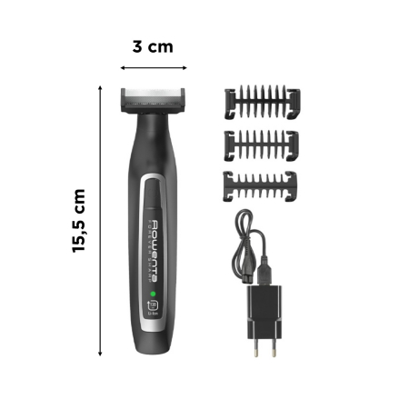 Aparat hibrid de tuns, conturat si barbierit Rowenta Forever Sharp TN6000F5, wet&dry, lame inox cu tehnologie de autoascutire, 3 piepteni, negru [11]