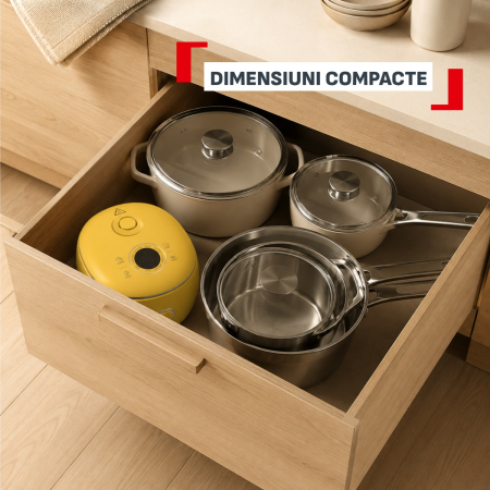 Aparat multifunctional de gatit orez Tefal Pop RK5352E0, 350 W, capacitate 0.7 L, 8 programe, tehnologie digitala, functie mentinere la cald, design c [6]