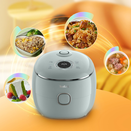 Aparat multifunctional de gatit orez Tefal Pop RK5354E0, 350 W, capacitate 0.7 L, 8 programe, tehnologie digitala, functie mentinere la cald, verde [2]