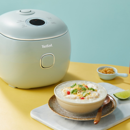 Aparat multifunctional de gatit orez Tefal Pop RK5354E0, 350 W, capacitate 0.7 L, 8 programe, tehnologie digitala, functie mentinere la cald, verde [1]