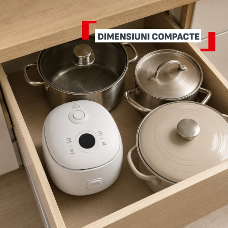 Aparat multifunctional de gatit orez Tefal Pop RK535AE0, 350 W, capacitate 0.7 L, 8 programe, tehnologie digitala, functie mentinere la cald, design c [8]