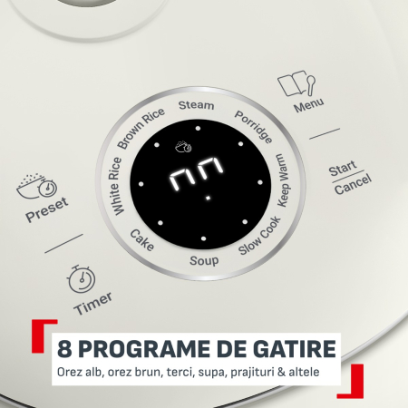 Aparat multifunctional de gatit orez Tefal Pop RK535AE0, 350 W, capacitate 0.7 L, 8 programe, tehnologie digitala, functie mentinere la cald, design c [5]