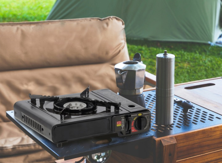 Aragaz portabil camping rulote cartuse gaz 2500w compact, 34x26x9 cm, usor de transportat, negru [3]