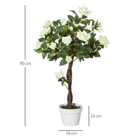  Arbore Artificial Camelia cu 21 Flori, Ghiveci inalt, 90 cm, Planta Decorativa Interior & Exterior [2]