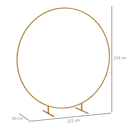  Arc de Gradina din Otel Auriu - Arc Decorativ Rotund pentru Baloane, Plante Cataratoare, Flori - Pentru Nunti, Aniversari, Ceremonii - 2,24 m [2]