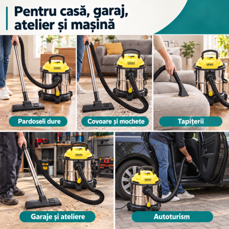 Pachet promo Aspirator cu filtrare in apa si absortie lichide HAEGER WORK FORCE 20, Putere 1200W si Fier de calcat cu abur HAEGER VAPOUR PRO, Talpa ceramica, 2700W [6]