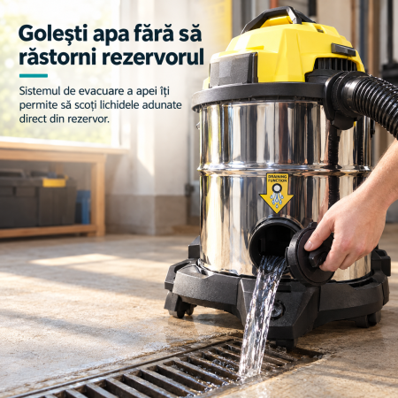 Pachet promo Aspirator cu filtrare in apa si absortie lichide HAEGER WORK FORCE 20, Putere 1200W si Fier de calcat cu abur HAEGER VAPOUR PRO, Talpa ceramica, 2700W [5]