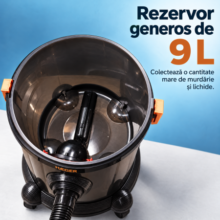 Pachet promo Aspirator cu fitrare prin apa HAEGER AQUACLEAN 1200, Putere 1200W + Fier de calcat cu abur HAEGER VAPOUR PRO, Talpa ceramica, 2700W [8]
