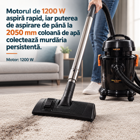 Pachet promo Aspirator cu fitrare prin apa HAEGER AQUACLEAN 1200, Putere 1200W + Fier de calcat cu abur HAEGER VAPOUR PRO, Talpa ceramica, 2700W [3]