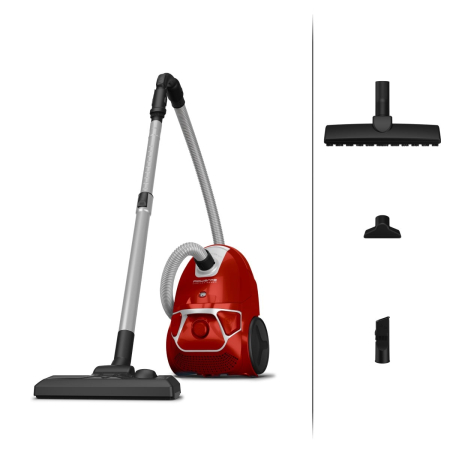 Bucatarie - Aspirator cu sac Rowenta Compact Power parquet RO3953EA, 900W, Clasa A, Tub telescopic din metal, Sac Hygiene+, Rosu