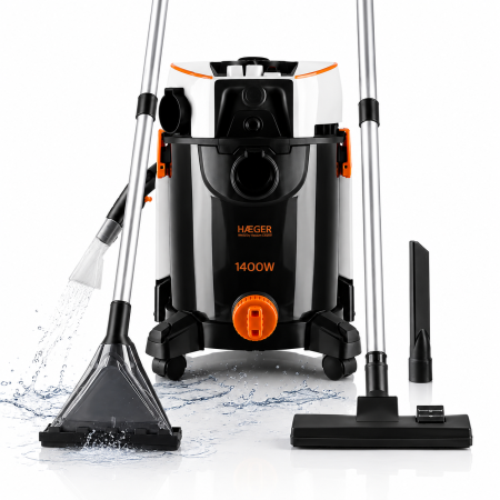 Aspirator cu spalare prin injectie - extractie HAEGER ULTRA CLEAN, putere 1400W, rezervor apa curata 4 litri, Apa murdara 20 litri, lungime cablu 3 metri, pentru covoare, canapele, textile, saltele, N [6]