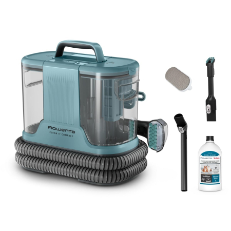 Bucatarie - Aspirator cu spalare Rowenta Clean IT Compact IN3021F0, 400W, rezervor apa & detergent 1.4L, rezervor apa murdara 0.85L, functie autocuratare, accesoriu spatii inguste, detergent inclus, verde
