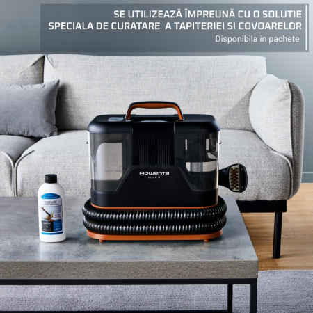 Aspirator cu spalare Rowenta Clean IT IN5011F0, 400W, rezervor apa & detergent 1.8L, rezervor apa murdara 1.5L, functie autocuratare, accesoriu spatii inguste, detergent inclus, portocaliu & negru [8]