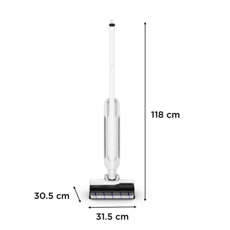 Aspirator cu spalare Rowenta X-Clean 10 GZ7540WO, 200W, 550 RPM, pana la 60 min autonomie, ecran LED, functie uscare & autocuratare, baza de incarcare, nivel scazut de zgomot, alb & argintiu [16]