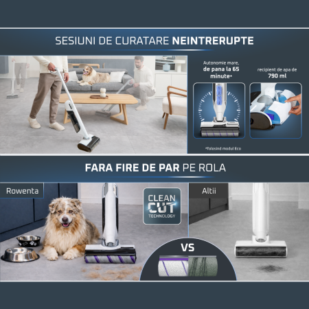 Aspirator cu spalare Rowenta X-Clean 12 GZ7267E0, 230 W, 550 RPM, 21.000 Pa, pana la 65 min autonomie, afisaj LED, aspirare umeda si uscata, functie a [8]