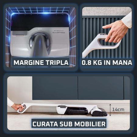 Aspirator cu spalare Rowenta X-Clean 12 GZ7267E0, 230 W, 550 RPM, 21.000 Pa, pana la 65 min autonomie, afisaj LED, aspirare umeda si uscata, functie a [11]