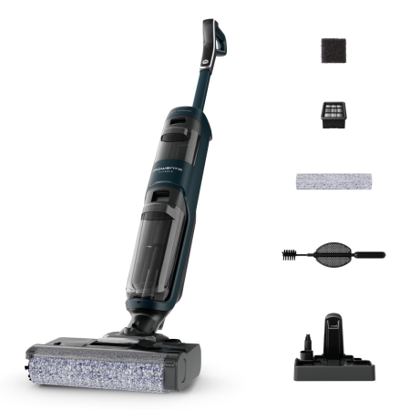 Bucatarie - Aspirator cu spalare Rowenta X-Clean 2 GZ2251E0, 120W, 440 RPM, pana la 35 min autonomie, ecran LED, panou de control, verde & negru