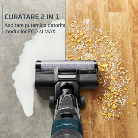 Aspirator cu spalare Rowenta X-Clean 2 GZ2251E0, 120W, 440 RPM, pana la 35 min autonomie, ecran LED, panou de control, verde & negru [4]