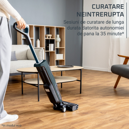 Aspirator cu spalare Rowenta X-Clean 2 GZ2251E0, 120W, 440 RPM, pana la 35 min autonomie, ecran LED, panou de control, verde & negru [1]