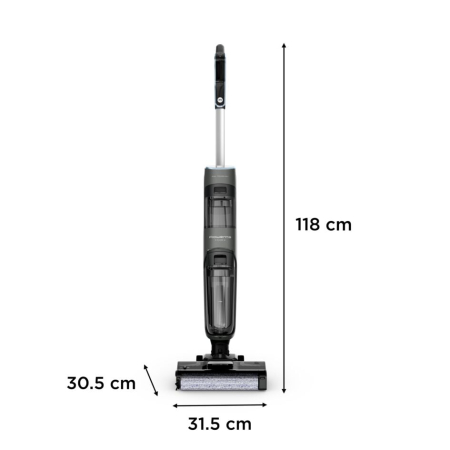 Aspirator cu spalare Rowenta X-Clean 4 GZ5037WO, 200W, 425 RPM, pana la 50 min autonomie, ecran LED, functie autocuratare, baza de incarcare, nivel scazut de zgomot, gri & negru [13]
